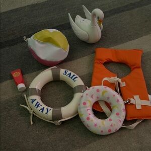 American Girl Nautical Play Set with Orange Vest and Swan